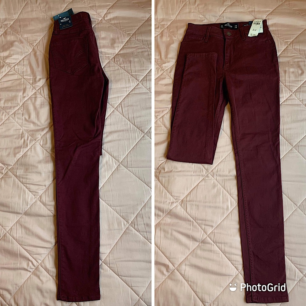 Hollister high rise super skinny jeans maroon